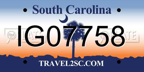 IG07758 South Carolina License Plate