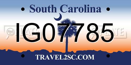 IG07785 South Carolina License Plate
