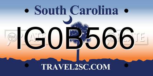 IG0B566 South Carolina License Plate