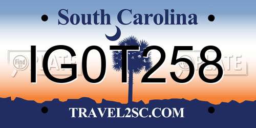 IG0T258 South Carolina License Plate