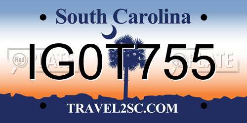 IG0T755 South Carolina License Plate