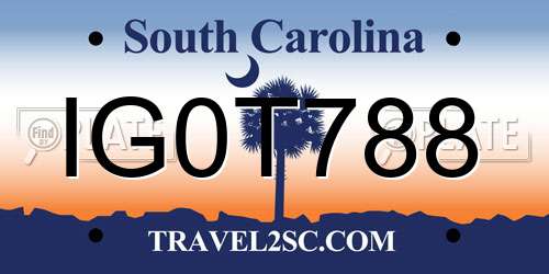 IG0T788 South Carolina License Plate