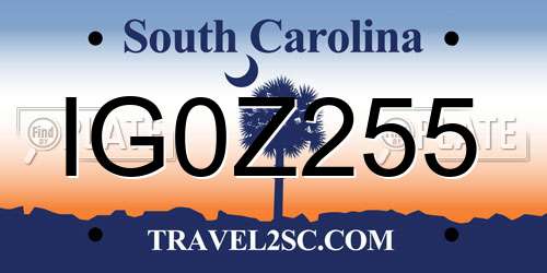 IG0Z255 South Carolina License Plate