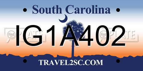 IG1A402 South Carolina License Plate