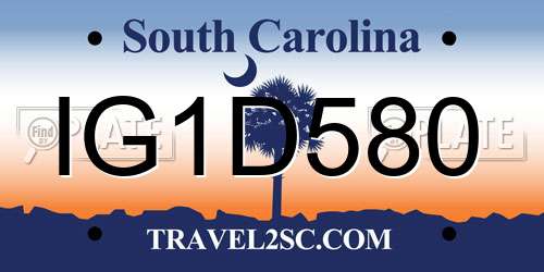 IG1D580 South Carolina License Plate