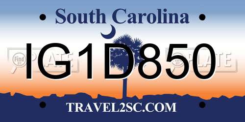 IG1D850 South Carolina License Plate