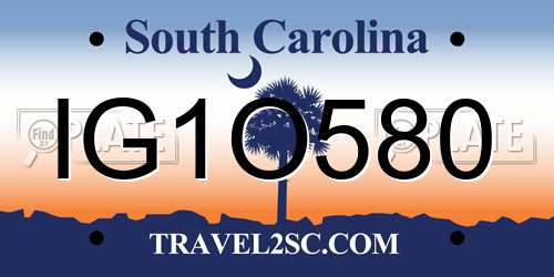 IG1O580 South Carolina License Plate