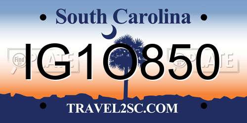 IG1O850 South Carolina License Plate