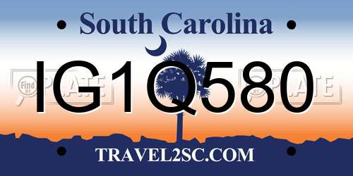 IG1Q580 South Carolina License Plate