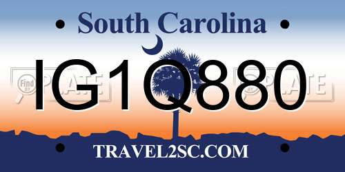 IG1Q880 South Carolina License Plate