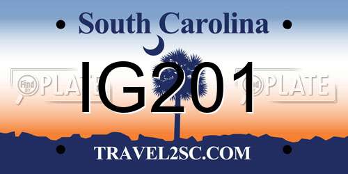 IG201 South Carolina License Plate
