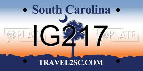 IG217 South Carolina License Plate