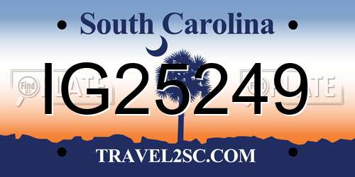 IG25249 South Carolina License Plate
