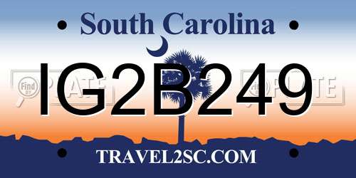 IG2B249 South Carolina License Plate