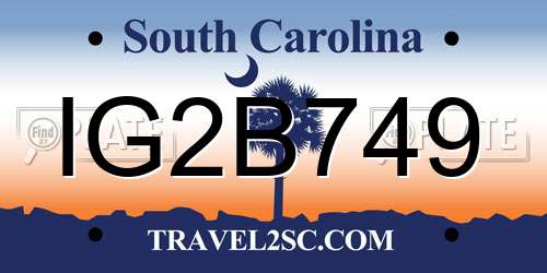 IG2B749 South Carolina License Plate