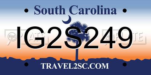 IG2S249 South Carolina License Plate