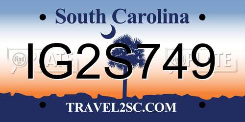 IG2S749 South Carolina License Plate