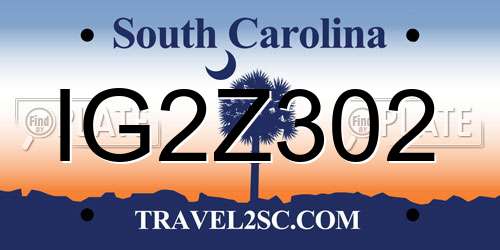IG2Z302 South Carolina License Plate