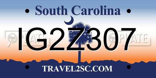 IG2Z307 South Carolina License Plate