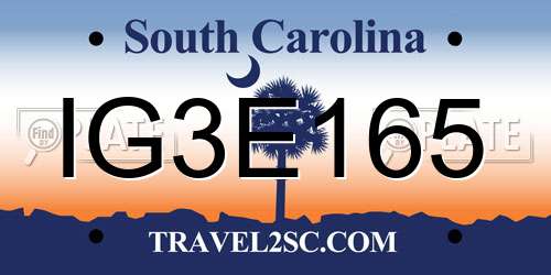 IG3E165 South Carolina License Plate