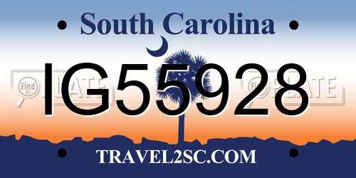 IG55928 South Carolina License Plate