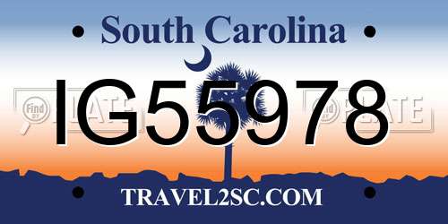 IG55978 South Carolina License Plate