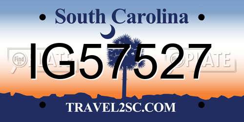 IG57527 South Carolina License Plate