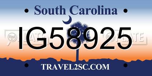 IG58925 South Carolina License Plate