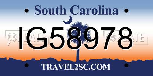 IG58978 South Carolina License Plate