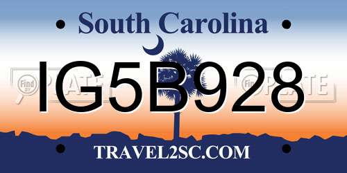 IG5B928 South Carolina License Plate