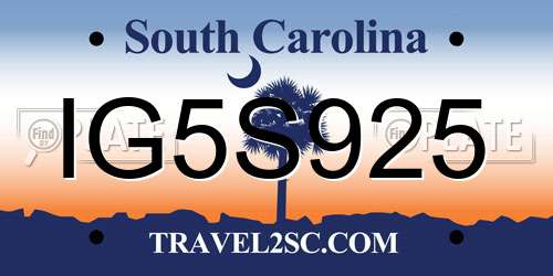 IG5S925 South Carolina License Plate