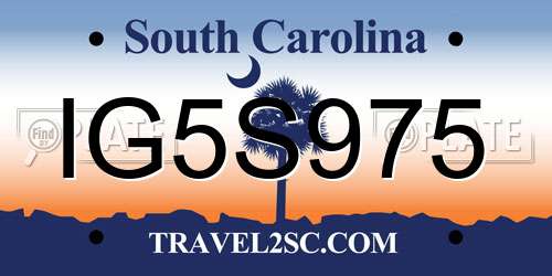 IG5S975 South Carolina License Plate