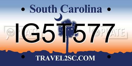 IG5T577 South Carolina License Plate