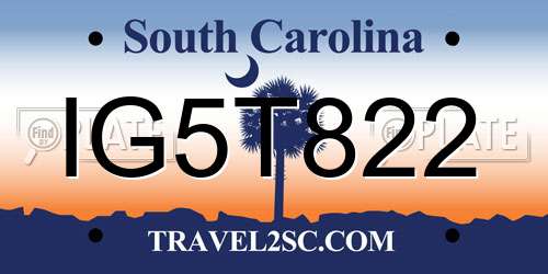 IG5T822 South Carolina License Plate