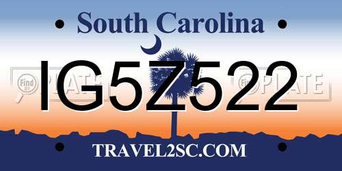 IG5Z522 South Carolina License Plate