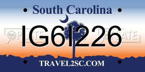 IG6I226 South Carolina License Plate
