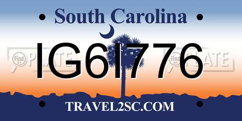 IG6I776 South Carolina License Plate