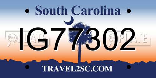 IG77302 South Carolina License Plate