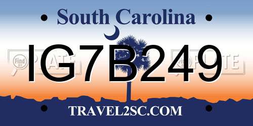 IG7B249 South Carolina License Plate