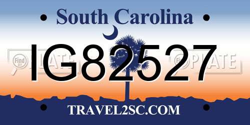 IG82527 South Carolina License Plate