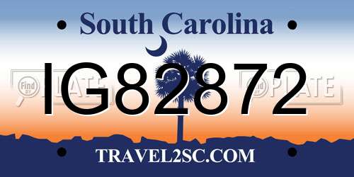 IG82872 South Carolina License Plate