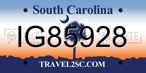 IG85928 South Carolina License Plate