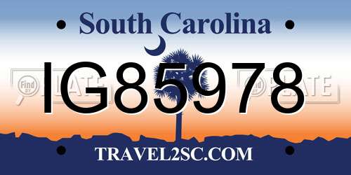 IG85978 South Carolina License Plate