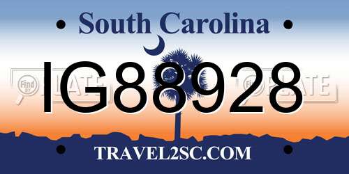 IG88928 South Carolina License Plate