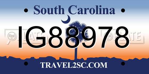 IG88978 South Carolina License Plate