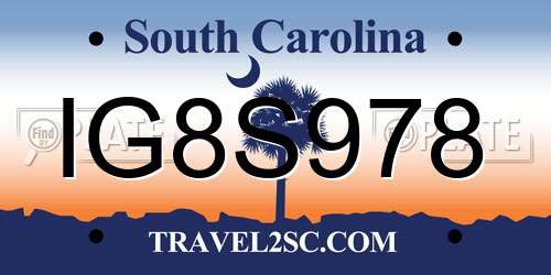 IG8S978 South Carolina License Plate