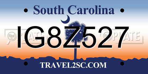 IG8Z527 South Carolina License Plate