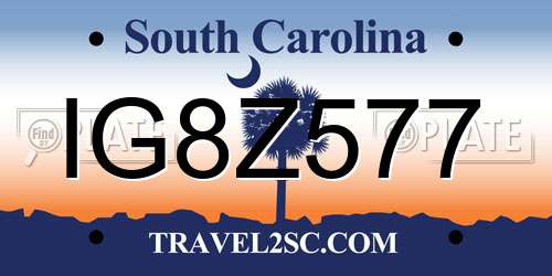 IG8Z577 South Carolina License Plate
