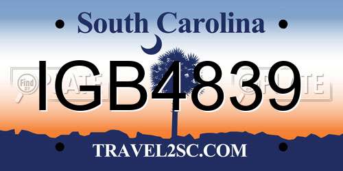 IGB4839 South Carolina License Plate