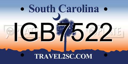 IGB7522 South Carolina License Plate
